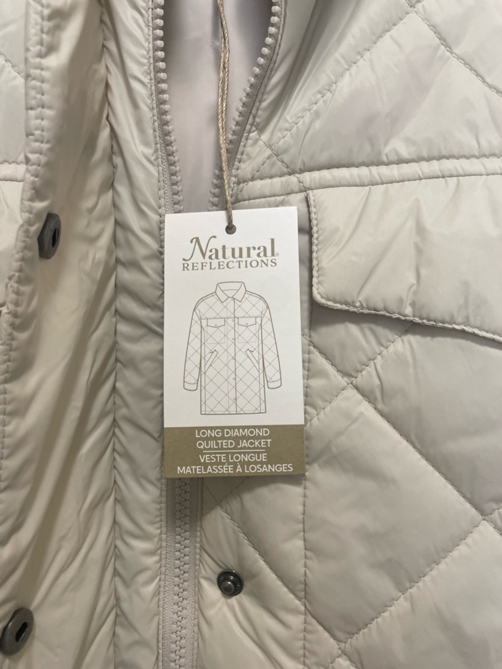 Natural Reflections Quilted Longline Puffer Coat in Light Beige - Picture 2 of 3